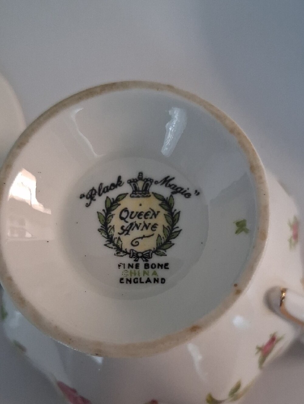 "Black Magic" Pink Rose Bone China Teacup and Saucer - Floral Tea Set - Picture 4 of 5
